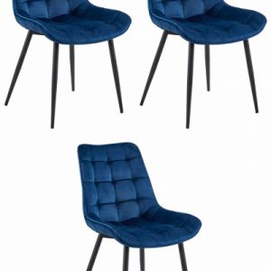 Krzesło BERA – granat aksamit / nogi czarne x 3 373399 Krzesło BERA – granat aksamit / nogi czarne x 3 373399