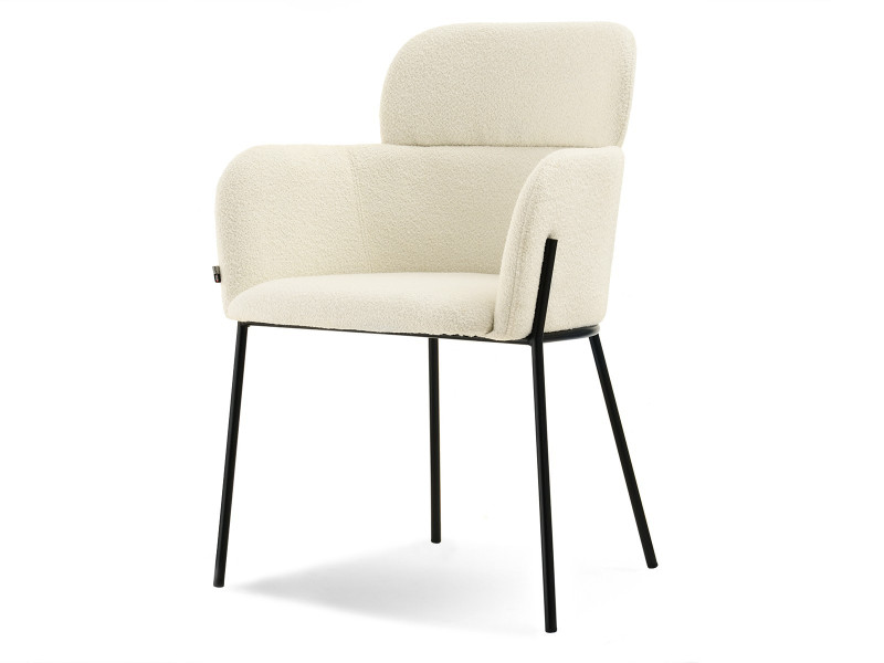 Krzesło biagio kremowy boucle, podstawa czarny 822351