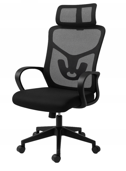 Krzesło biurowe ergonomiczne regulowane obrotowe KB114 czarne 869778