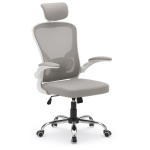Krzesło biurowe regulowany obrot fotel biurowy ergonomiczny KB110 szary-beż 803371 Krzesło biurowe regulowany obrot fotel biurowy ergonomiczny KB110 szary-beż 803371