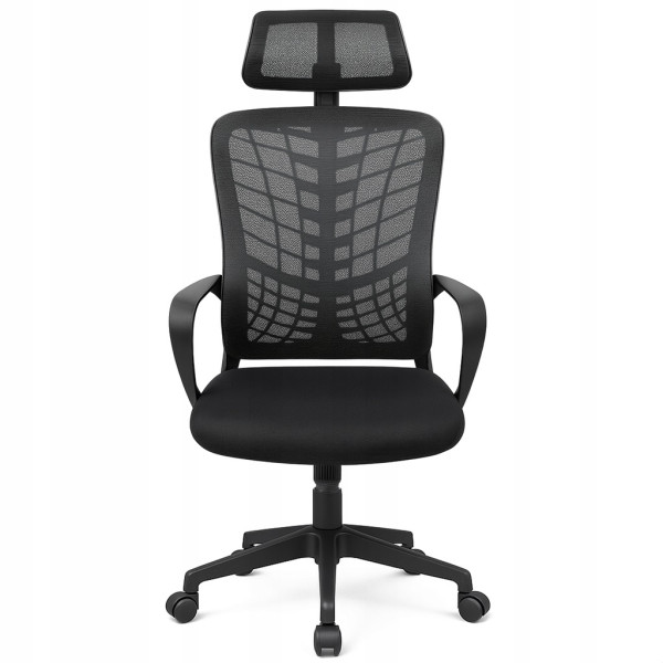 Krzesło biurowe regulowany obrotowy fotel biurowy ergonomiczny KB108 czarny 808018