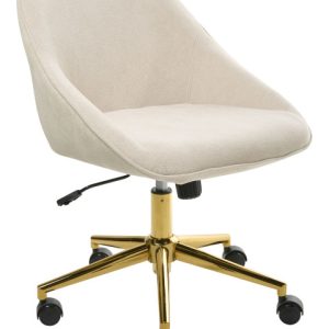 Krzesło biurowe welurowe jasnobeżowe regulowane obrotowe 823394 Krzesło biurowe welurowe jasnobeżowe regulowane obrotowe 823394