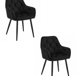 Krzesło czarne welurowe JORK z podłokietnikami nowoczesne design x2 972312 Krzesło czarne welurowe JORK z podłokietnikami nowoczesne design x2 972312
