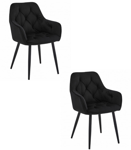 Krzesło czarne welurowe JORK z podłokietnikami nowoczesne design x2 972312