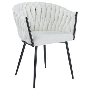 Krzesło DC-7077 | Biały boucle baranek | czarne nogi 509671 Krzesło DC-7077 | Biały boucle baranek | czarne nogi 509671