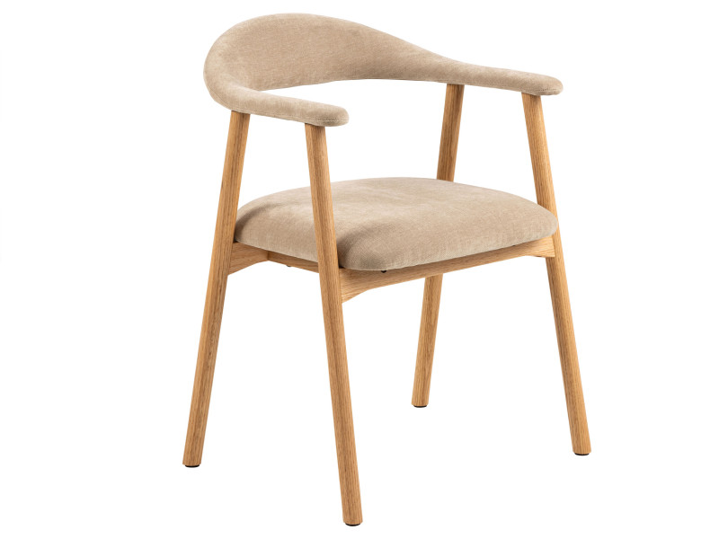 Krzesło dębowe Scandi line z podłokietnikami, tapicerowane, Danny beige 3 759563