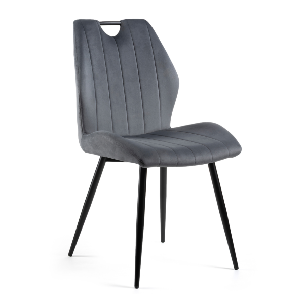Krzesło do jadalni Ariane szare velvet metalowe nogi czarne 91 cm 1005166