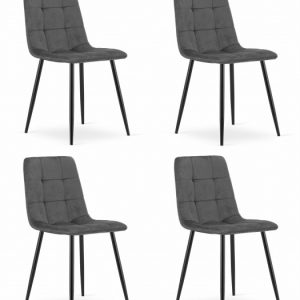 Krzesło Do Jadalni Kuchni Salonu Kara – Ciemny Szary Aksamit X 4 708784 Krzesło Do Jadalni Kuchni Salonu Kara – Ciemny Szary Aksamit X 4 708784