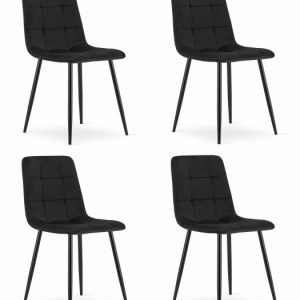 Krzesło Do Jadalni Kuchni Salonu Kara – Czarny Aksamit X 4 708751 Krzesło Do Jadalni Kuchni Salonu Kara – Czarny Aksamit X 4 708751