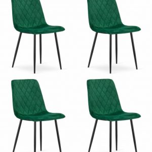 Krzesło do jadalni welurowe ciemnozielone TURIN 4 szt. kuchni salonu 966814 Krzesło do jadalni welurowe ciemnozielone TURIN 4 szt. kuchni salonu 966814
