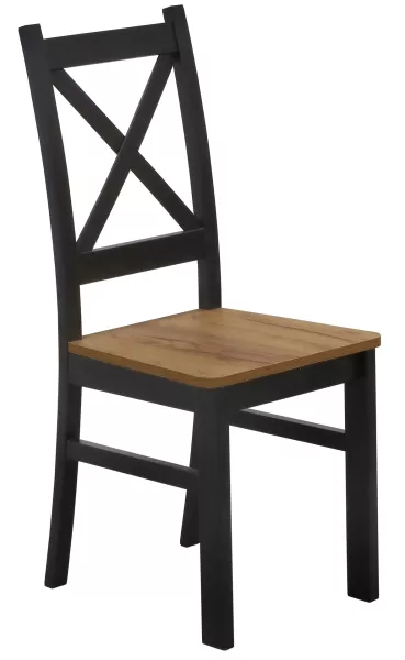 Krzesło drewniane do jadalni salonu Czarny/Dąb Craft 412656