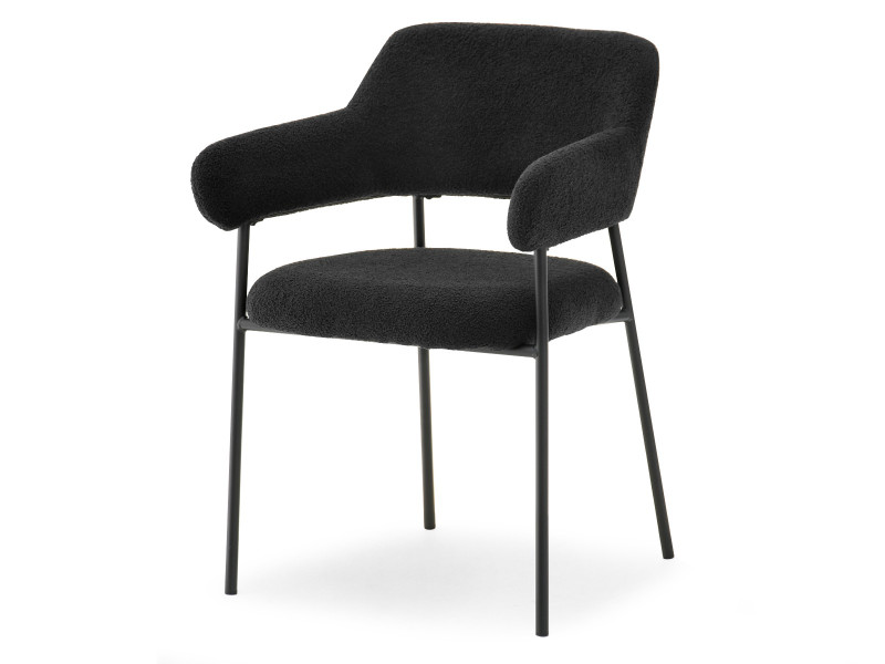 Krzesło Erwin czarne boucle, podstawa czarny 818277