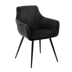 Krzesło FELLICE welurowe czarne 56x61x86 cm HOMLA 869771 Krzesło FELLICE welurowe czarne 56x61x86 cm HOMLA 869771
