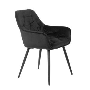Krzesło FLOSSI welurowe czarne 57x63x84 cm HOMLA 1036560 Krzesło FLOSSI welurowe czarne 57x63x84 cm HOMLA 1036560
