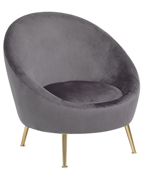 Krzesło fotel welurowe glamour szare 58267