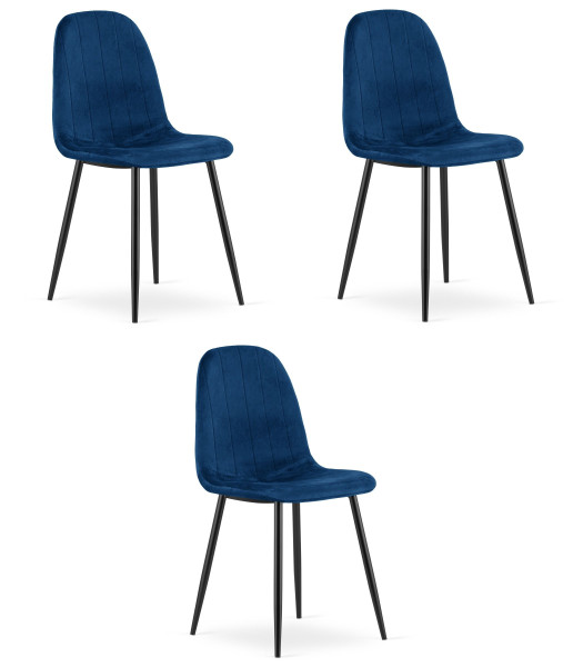 Krzesło granatowe welurowe PADVA nogi czarne do kuchni jadalni x3 szt. 970099
