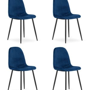 Krzesło granatowe welurowe PADVA nogi czarne do kuchni jadalni x4 szt. 970150 Krzesło granatowe welurowe PADVA nogi czarne do kuchni jadalni x4 szt. 970150