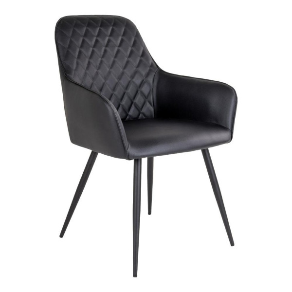 KRZESŁO Harbo czarne PIKOWANE ekoskóra nowoczesne glamour 652414