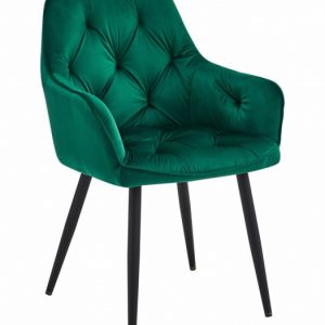 Krzesło JORK – ciemna zieleń aksamit / nogi czarne x 1 619645 Krzesło JORK – ciemna zieleń aksamit / nogi czarne x 1 619645