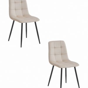 Krzesło KARA – beż aksamit / nogi czarne x 2 362165 Krzesło KARA – beż aksamit / nogi czarne x 2 362165