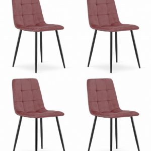 Krzesło KARA – różowy aksamit / nogi czarne x 4 362162 Krzesło KARA – różowy aksamit / nogi czarne x 4 362162