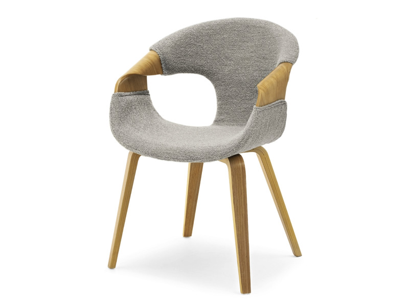 Krzesło Kora dąb szary boucle, podstawa dąb 342514