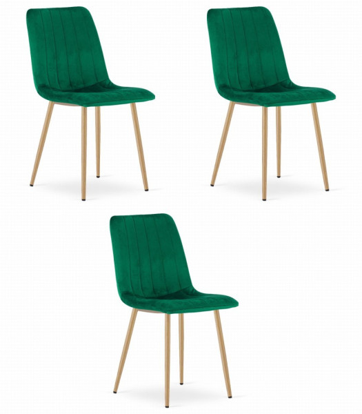 Krzesło LAVA - ciemna zieleń aksamit / nogi kolor drewna x 3 350749