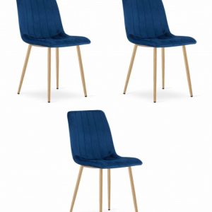 Krzesło LAVA – granat aksamit / nogi kolor drewna x 3 350752 Krzesło LAVA – granat aksamit / nogi kolor drewna x 3 350752