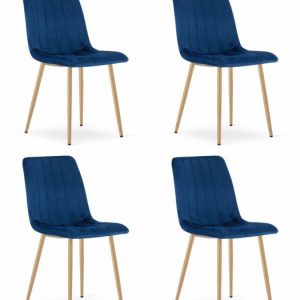 Krzesło LAVA – granat aksamit / nogi kolor drewna x 4 352894 Krzesło LAVA – granat aksamit / nogi kolor drewna x 4 352894