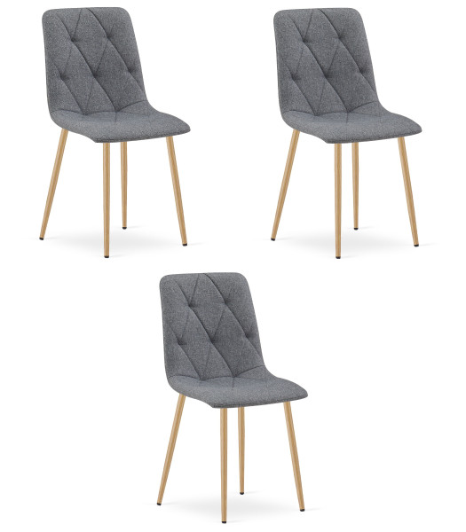 Krzesło Libra - Ciemny Szary Materiał, Nogi Kolor Drewna 3 szt. 938719