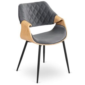 Krzesło Loft Szare Tapicerowane Do Salonu Jadalni Drewno Gięte Dąb DAKOTA 411682 Krzesło Loft Szare Tapicerowane Do Salonu Jadalni Drewno Gięte Dąb DAKOTA 411682