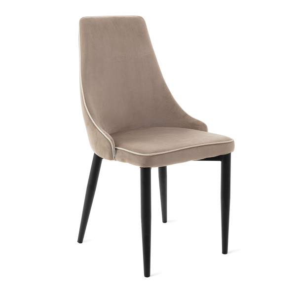 Krzesło LOUIS RIBBON welurowe beżowe 46,5x58x88 cm HOMLA 1015779