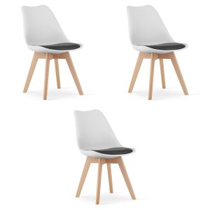 Krzesło MARK biało czarne / nogi naturalne x 3 314182 Krzesło MARK biało czarne / nogi naturalne x 3 314182