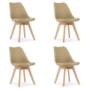 Krzesło MARK – ciemny beż / naturalne nogi x 4 362164 Krzesło MARK – ciemny beż / naturalne nogi x 4 362164