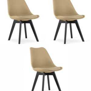 Krzesło MARK – ciemny beż / nogi czarne x 3 352907 Krzesło MARK – ciemny beż / nogi czarne x 3 352907
