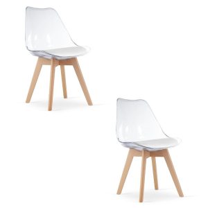 Krzesło MARK – przezroczyste / nogi naturalne x 2 380220 Krzesło MARK – przezroczyste / nogi naturalne x 2 380220