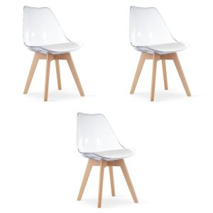 Krzesło MARK – przezroczyste / nogi naturalne x 3 380208 Krzesło MARK – przezroczyste / nogi naturalne x 3 380208