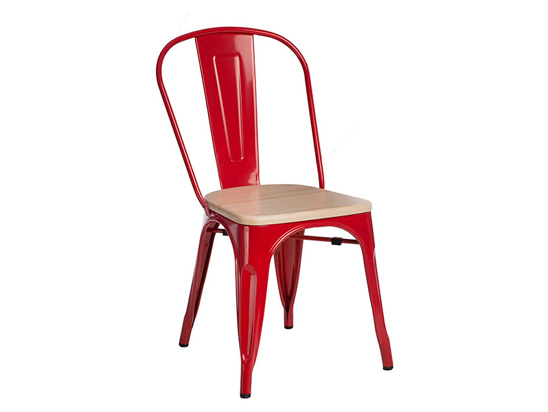 Krzesło metalowe Paris Wood czerwone/sosna naturalna 45287