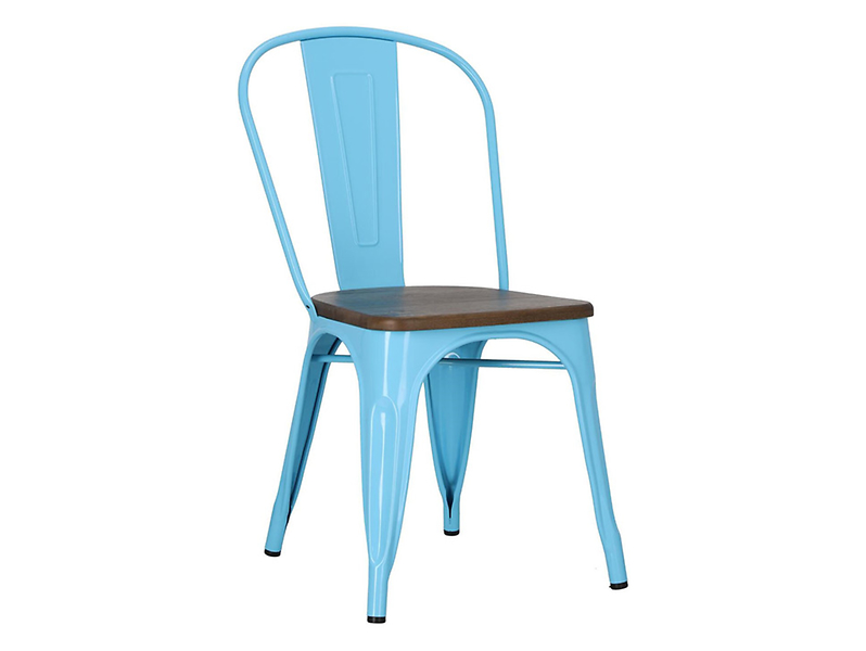Krzesło metalowe Paris Wood niebieskie/sosna orzech 45294