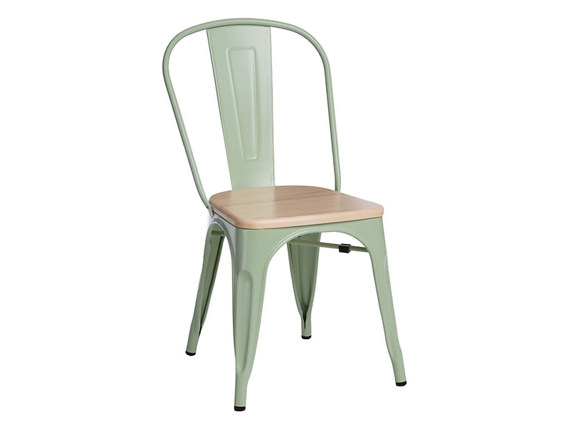 Krzesło metalowe Paris Wood zielone/sosna naturalna 45299