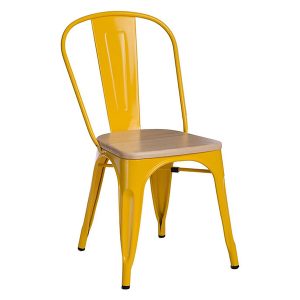 Krzesło metalowe Paris Wood żółte/sosna naturalna 45302 Krzesło metalowe Paris Wood żółte/sosna naturalna 45302
