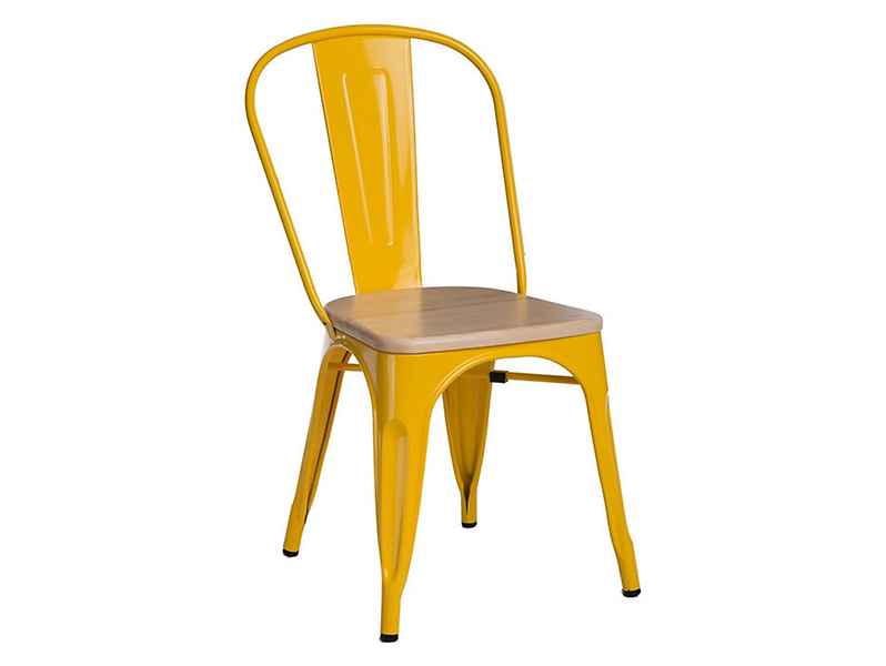 Krzesło metalowe Paris Wood żółte/sosna naturalna 45302