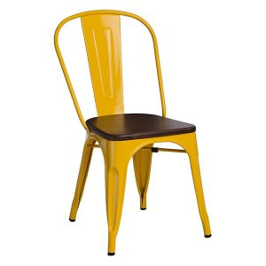 Krzesło metalowe Paris Wood żółte/sosna orzech 45303 Krzesło metalowe Paris Wood żółte/sosna orzech 45303