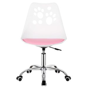 Krzesło obrotowe, ergonomiczny fotel na kółkach dla dzieci biało-różowe 863795 Krzesło obrotowe, ergonomiczny fotel na kółkach dla dzieci biało-różowe 863795