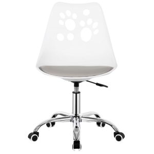 Krzesło obrotowe, ergonomiczny fotel na kółkach dla dzieci biało-szare 863793 Krzesło obrotowe, ergonomiczny fotel na kółkach dla dzieci biało-szare 863793