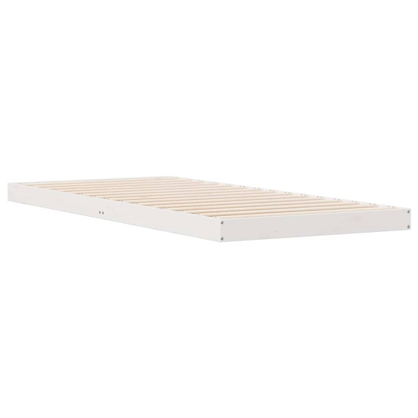Łóżko Łóżko Drewniane Białe Rama Łózko Ze Stelażem 100 x 210 cm 837515