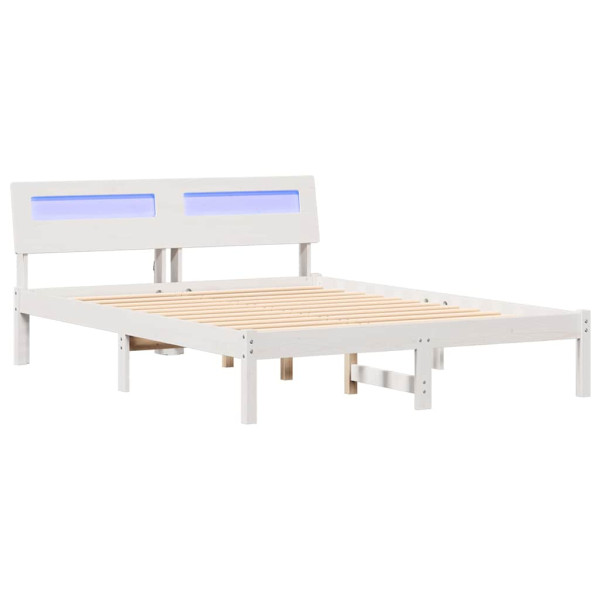 Łóżko Łóżko Drewniane Białe Rama Łózko Ze Stelażem 120 x 190 cm 837033