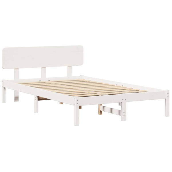 Łóżko Łóżko Drewniane Białe Rama Łózko Ze Stelażem 135 x 190 cm 838374
