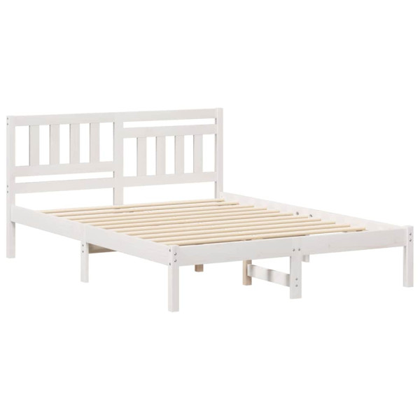 Łóżko Łóżko Drewniane Białe Rama Łózko Ze Stelażem 140 x 190 cm Lit 831602