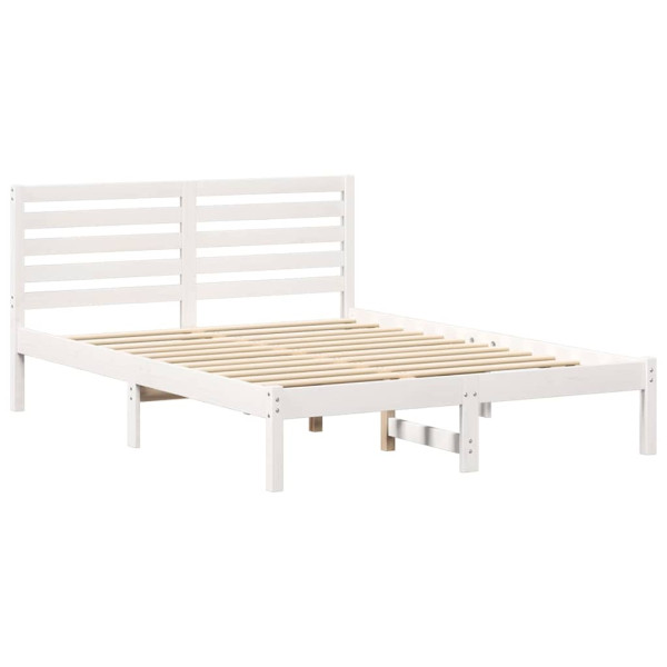 Łóżko Łóżko Drewniane Białe Rama Łózko Ze Stelażem 140 x 190 cm 830681